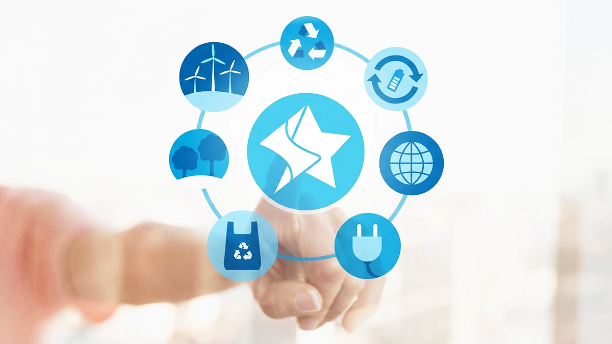 Ícones de tecnologia e inovação representando ESG em empresas do setor estético