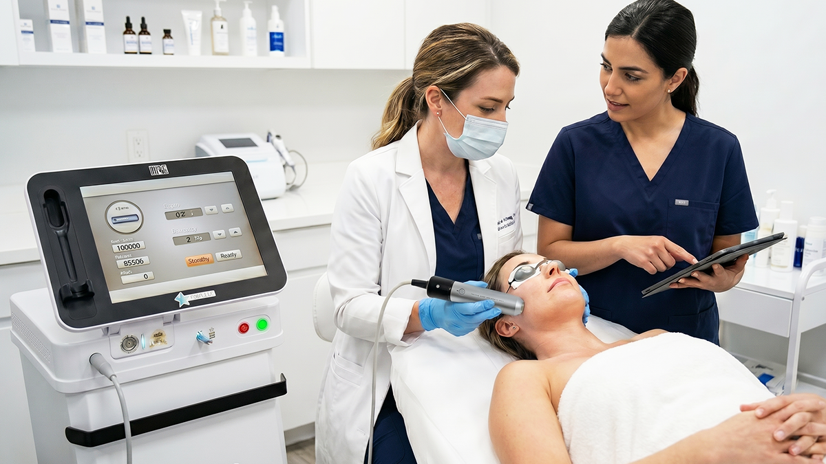 Aplicação do Herus Pen com ultrassom microfocado em área facial delicada